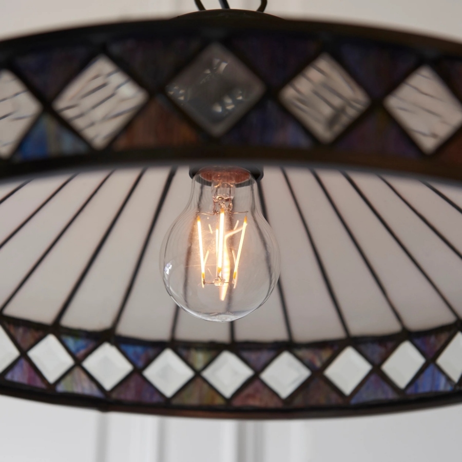 TF Fargo Pendant Light - Tiffany Style Lighting with an Art Deco Shade and Adjustable Chain T970