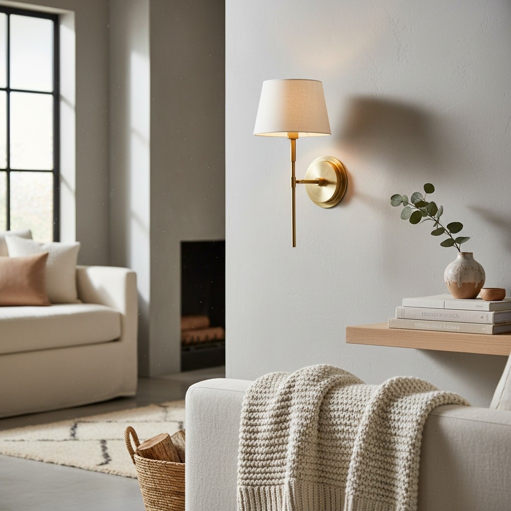 Cremaris Metal Wall Light with Fabric Shade - Timeless Sconce for Interior Lighting T1017