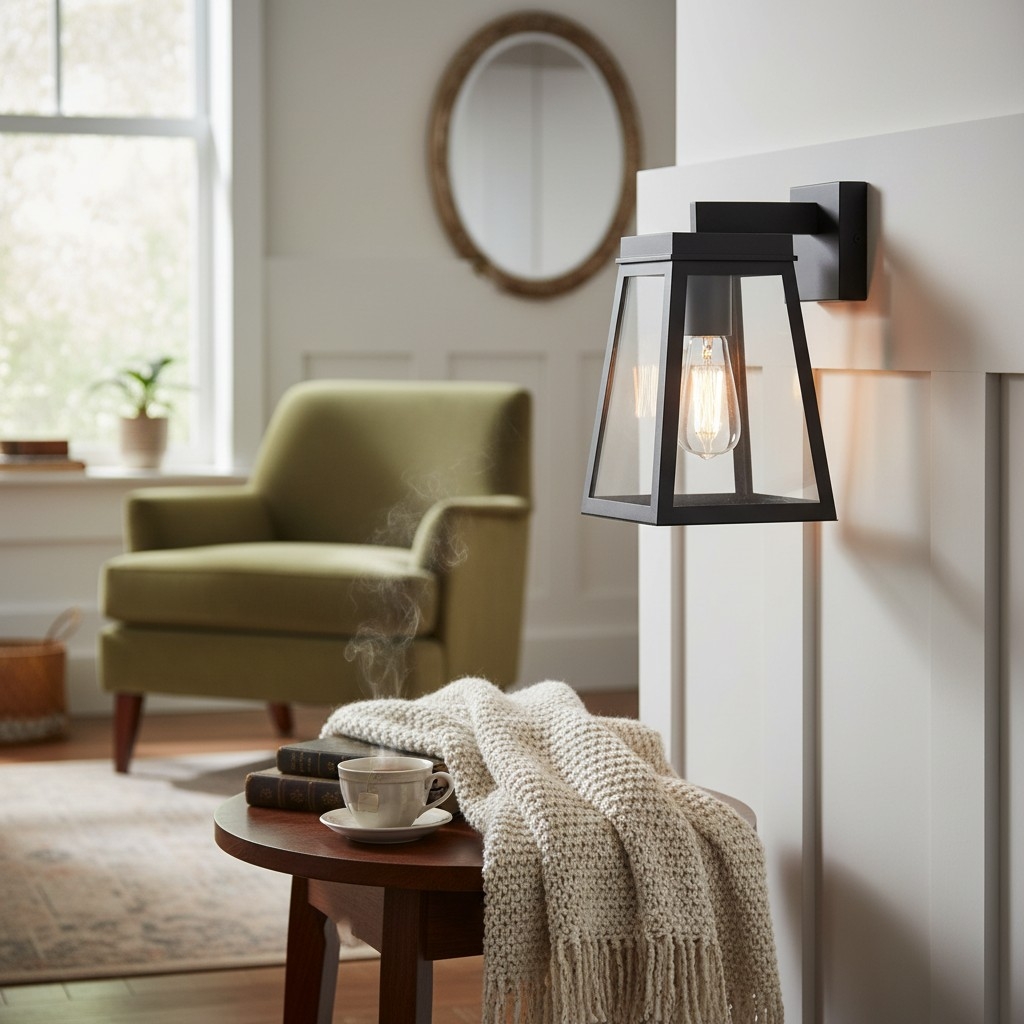 Trevanta Clear Glass Black Outdoor Lantern Wall Light - Modern Exterior Lighting T910