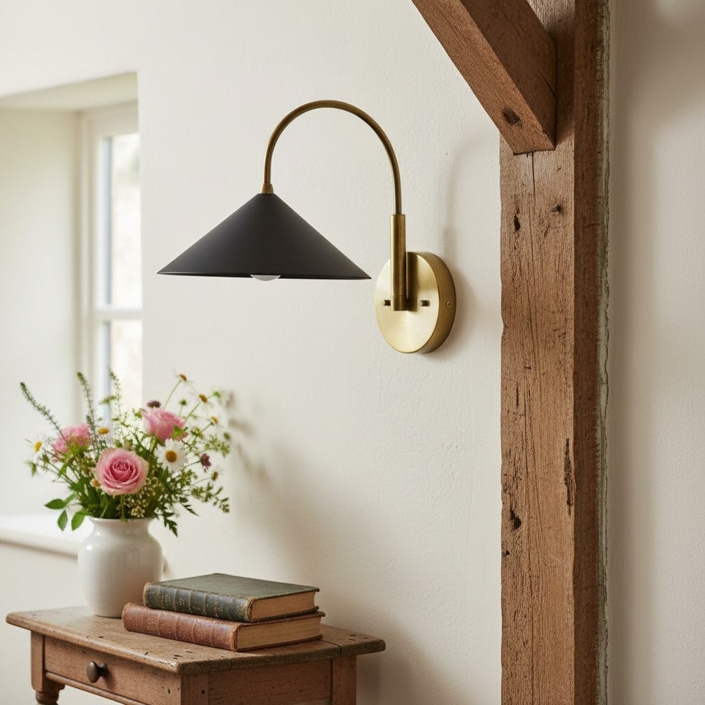 Curva Elegant Arc Cone Wall Sconce - Contemporary Reading Nook Wall Lighting T394