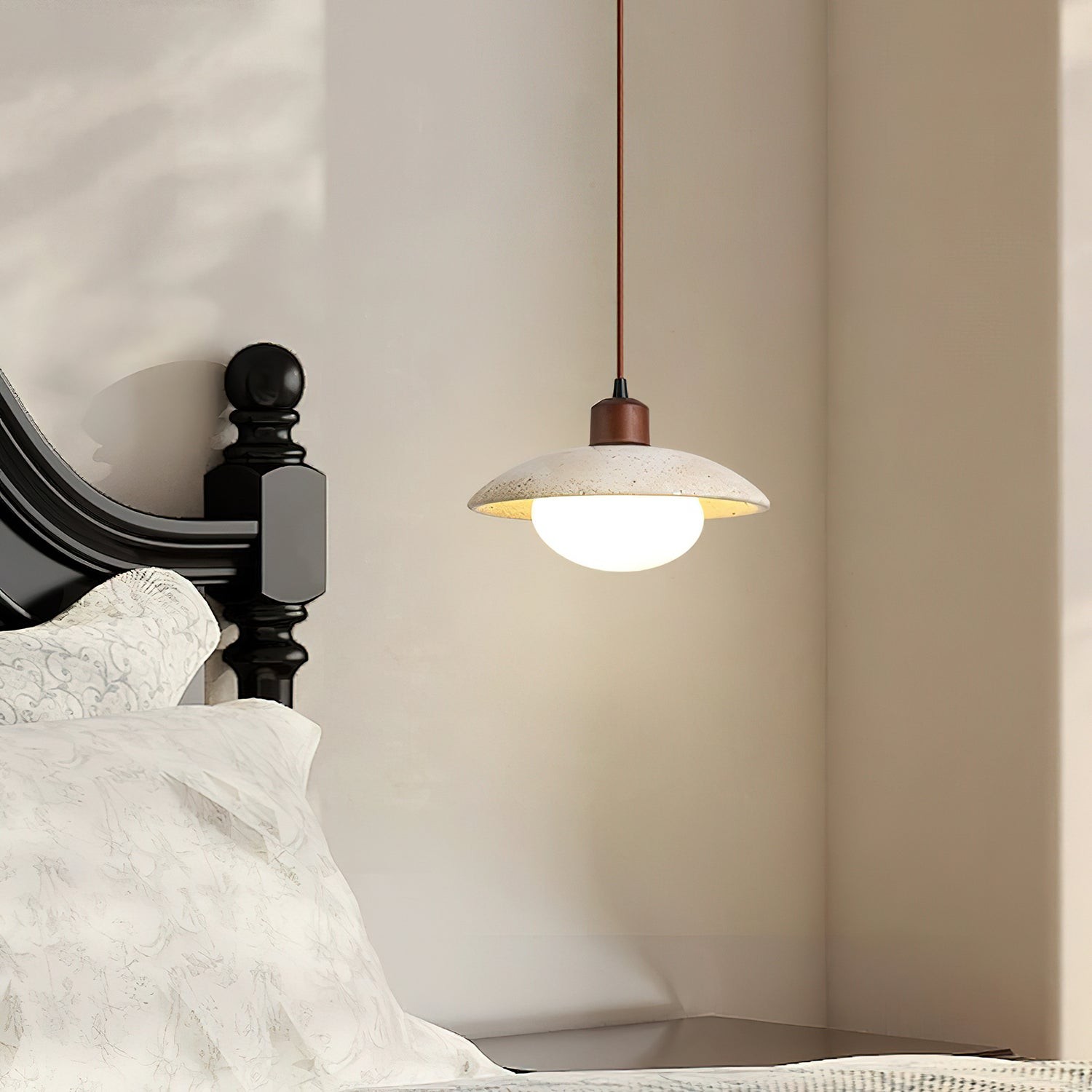 Wabi-sabi Style Travertine Stone Disc Pendant Lamp G05