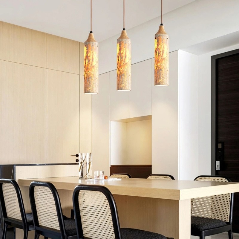 Modern Wabi-Sabi Travertine Pendant Lamp for Minimalist Spaces S271
