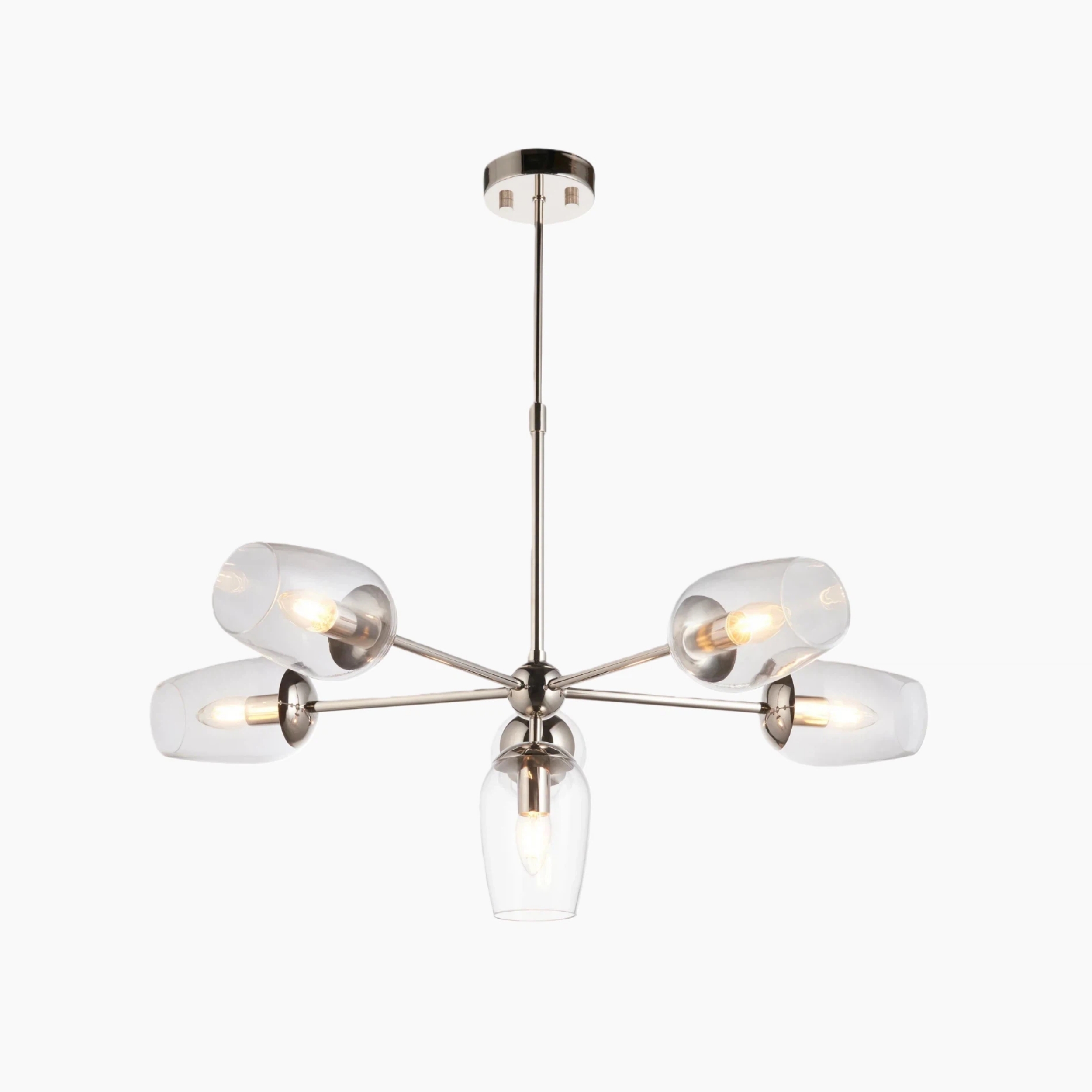 Serion Glass 6-Light Pendant Light - Modern Pendant with Clear Glass Shades for Living Room T955