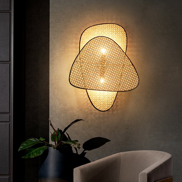 Rustic Wall Light – Rattan Design for Living Room