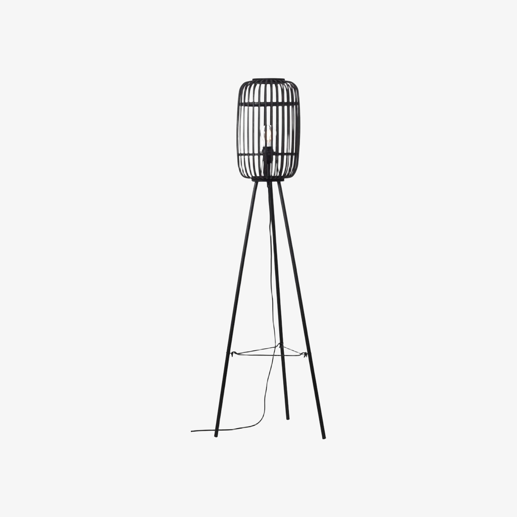 Yumeko Natural Woven Floor Lamp - Modern Scandi Bamboo Shade Standing Lamp for Bedrooms or Living Rooms T972