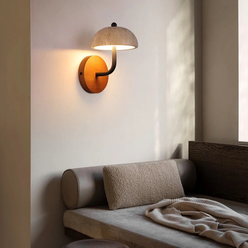 Travertine Umbrella Wall Lamp - Vintage Design with Integrated LED S314
