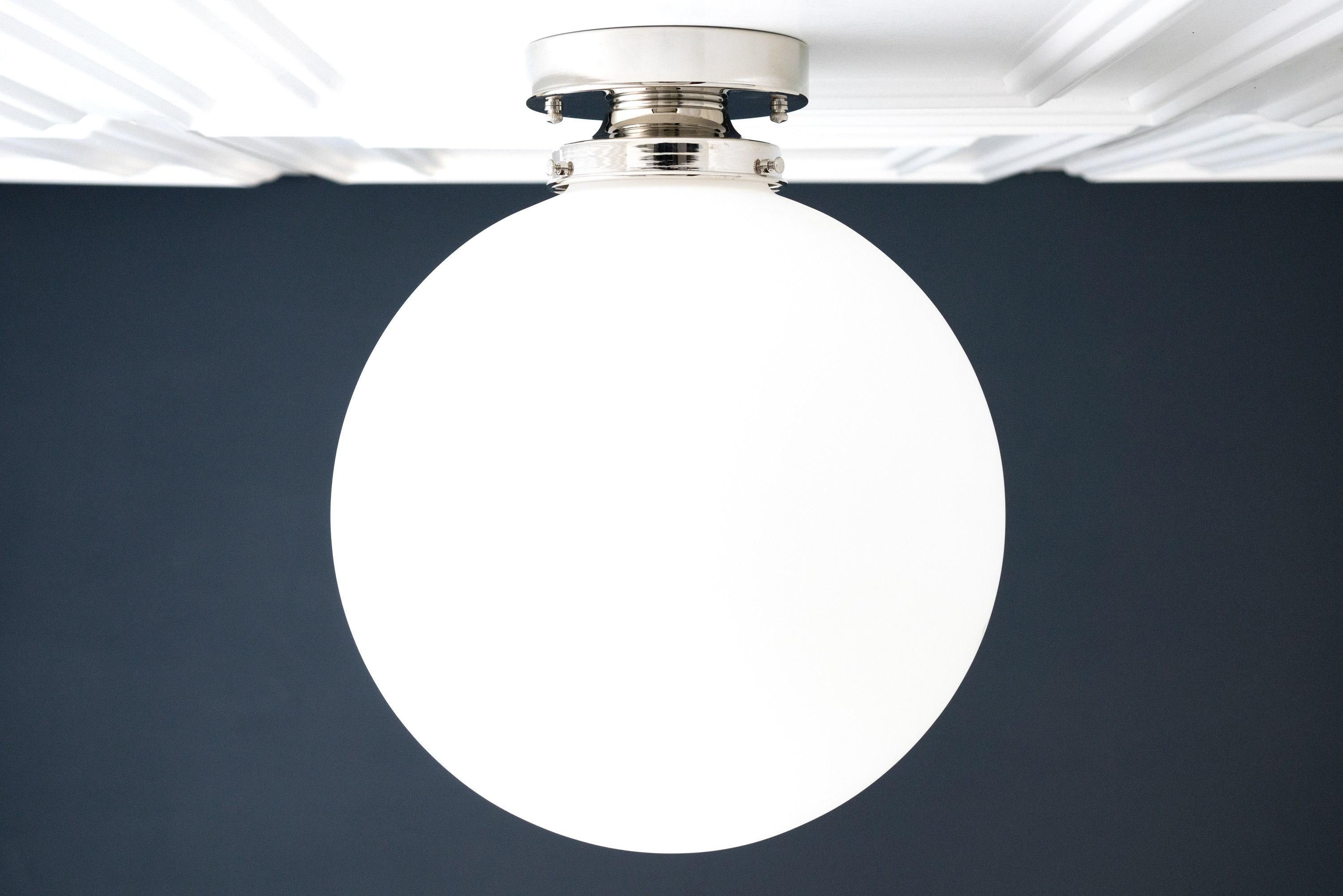 Glorica Glass 12 Inch Globe Ceiling Light - Frosted Glass Art Deco Pendant And Flush Mount T362
