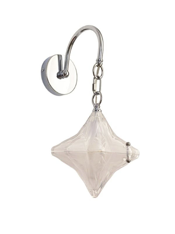 Art Deco Star Wall Sconce - Frosted Glass Light for Hallway - Astris Selene T439