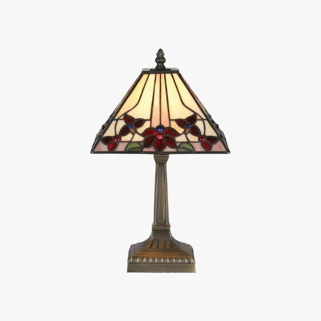 TF Camillo Dragonfly Stained Glass Table Lamp - Art Nouveau Tiffany Style with Scalloped Edge for Living Room and Bedroom T961