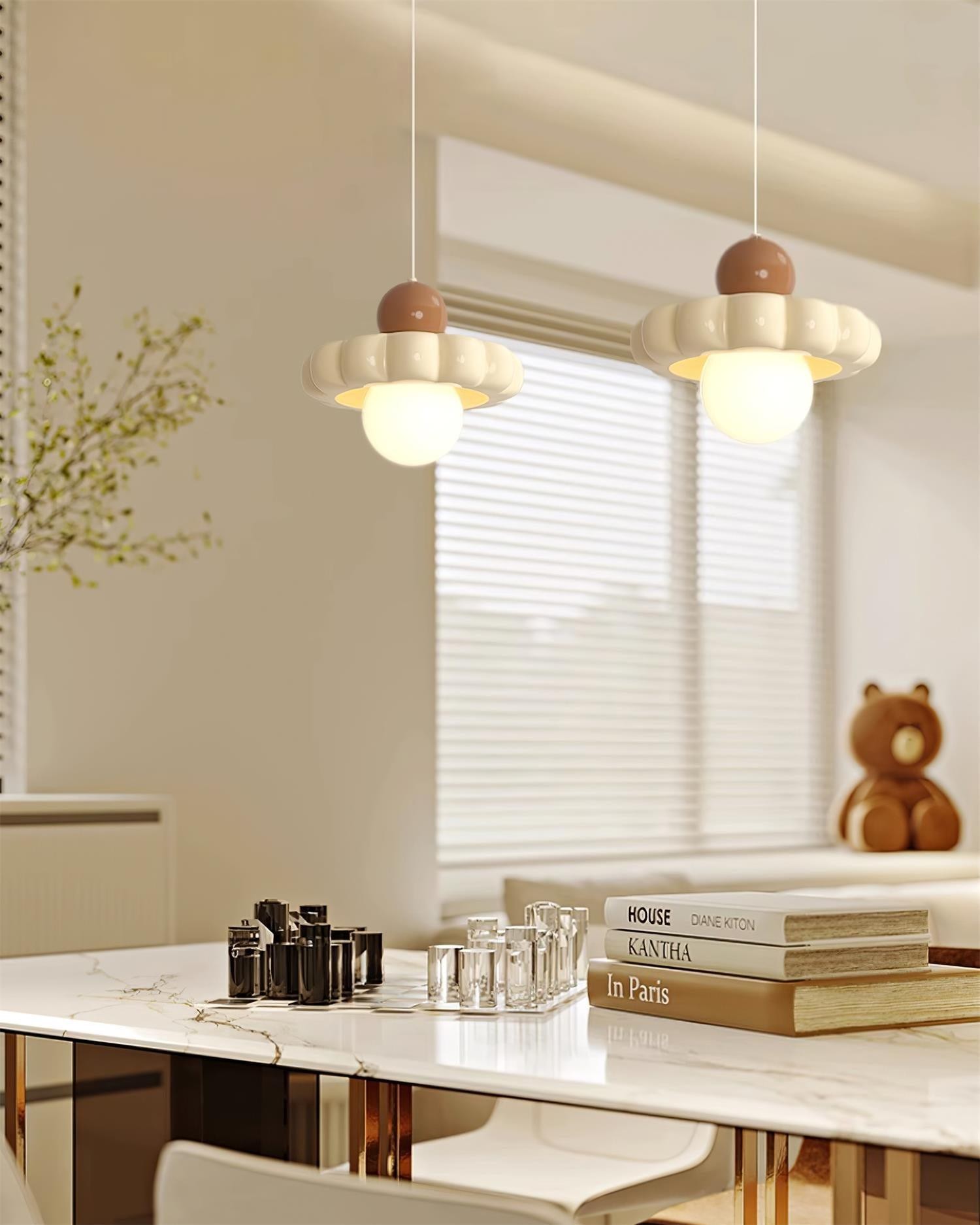 Cream Style Long Line Pumpkin Texture Pendant Lamp M173