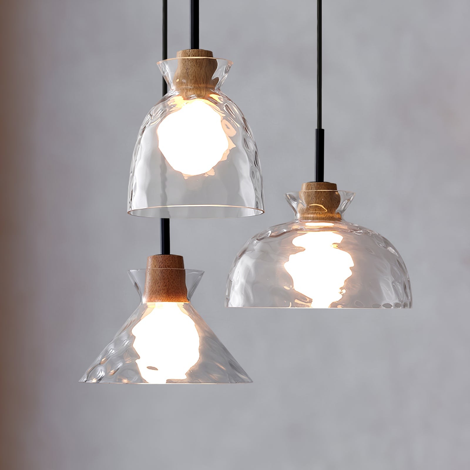 Modern Water Ripple Transparent Glass Pendant Lamp M16