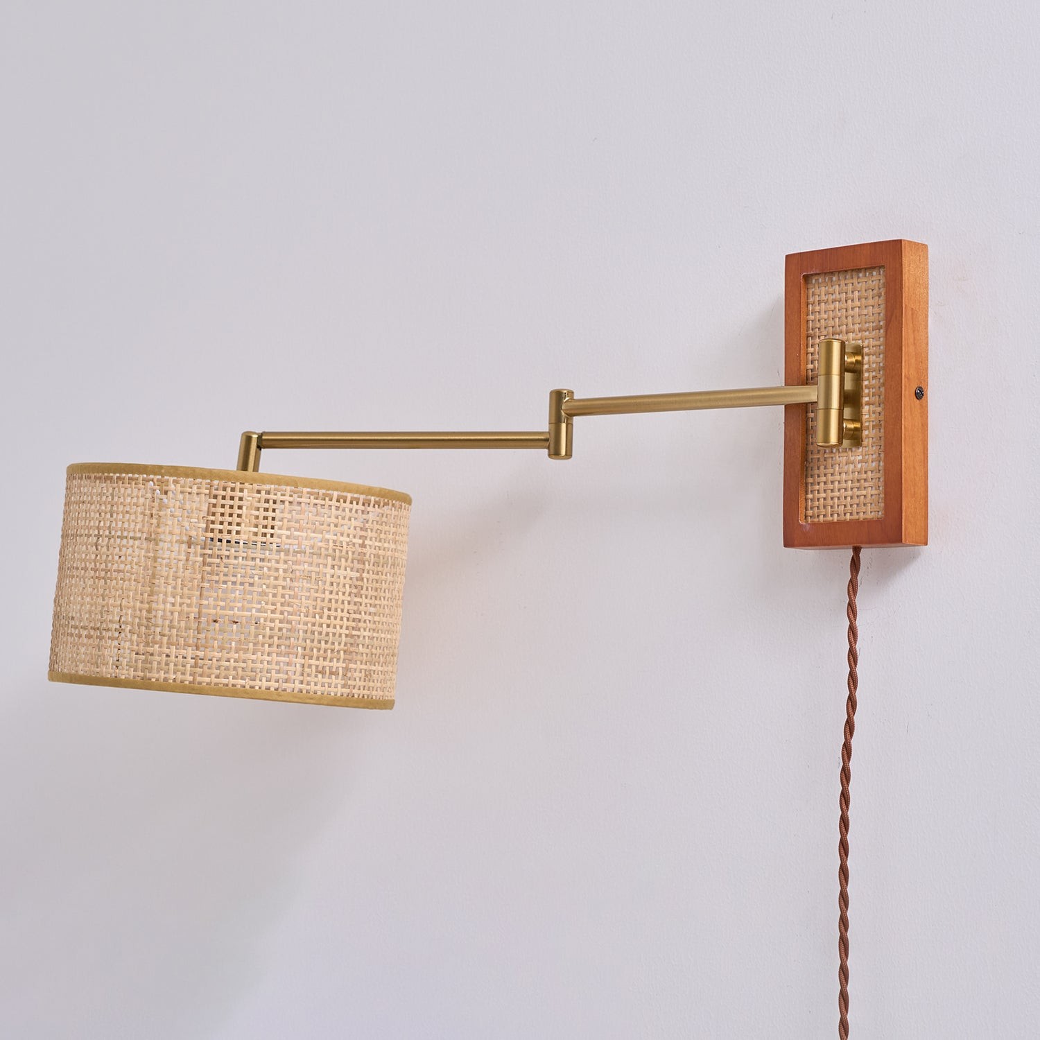 Rattan Swing Arm Wall Lamp P013