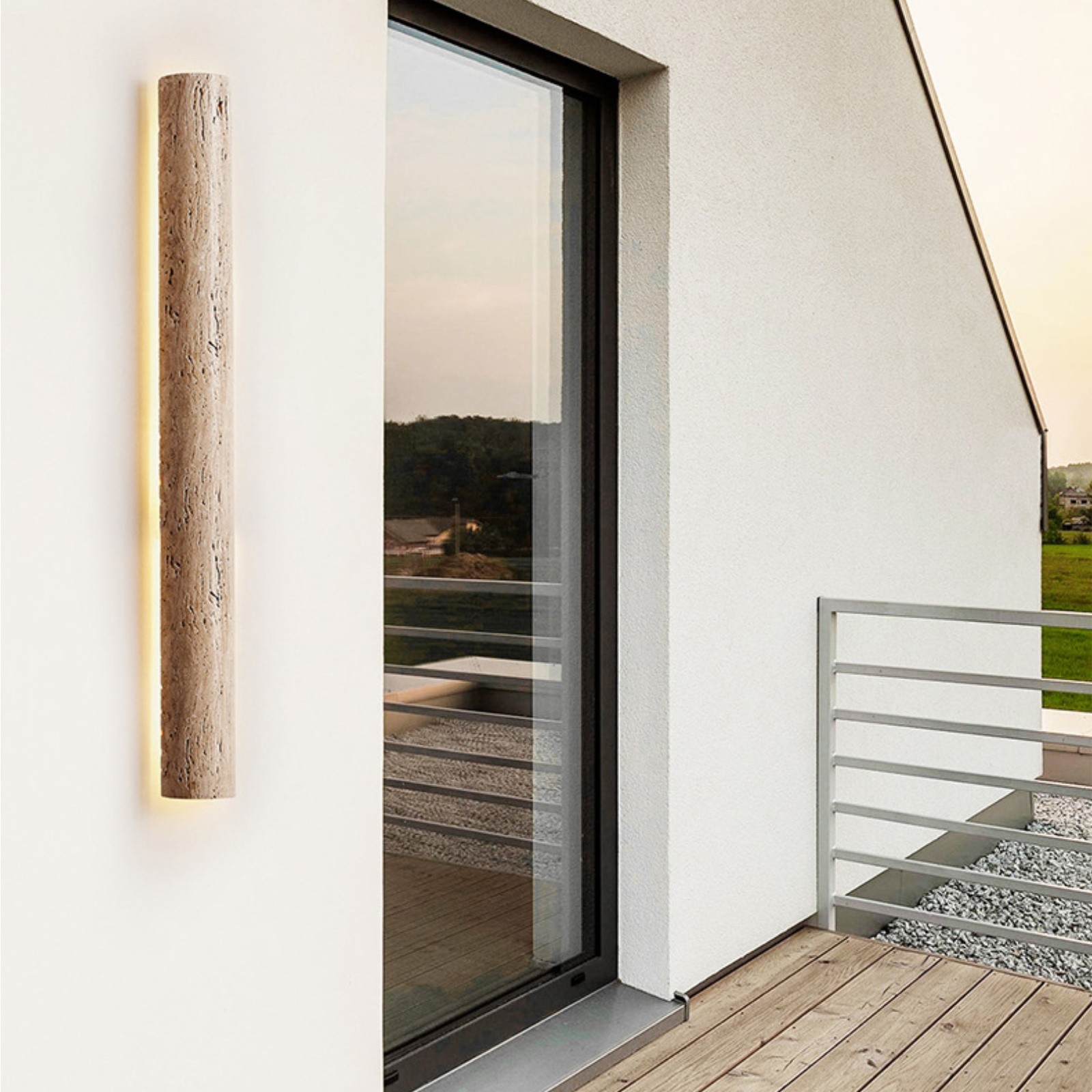 Minimalist Travertine Stick Rod Stone Accent Wall Sconce S328