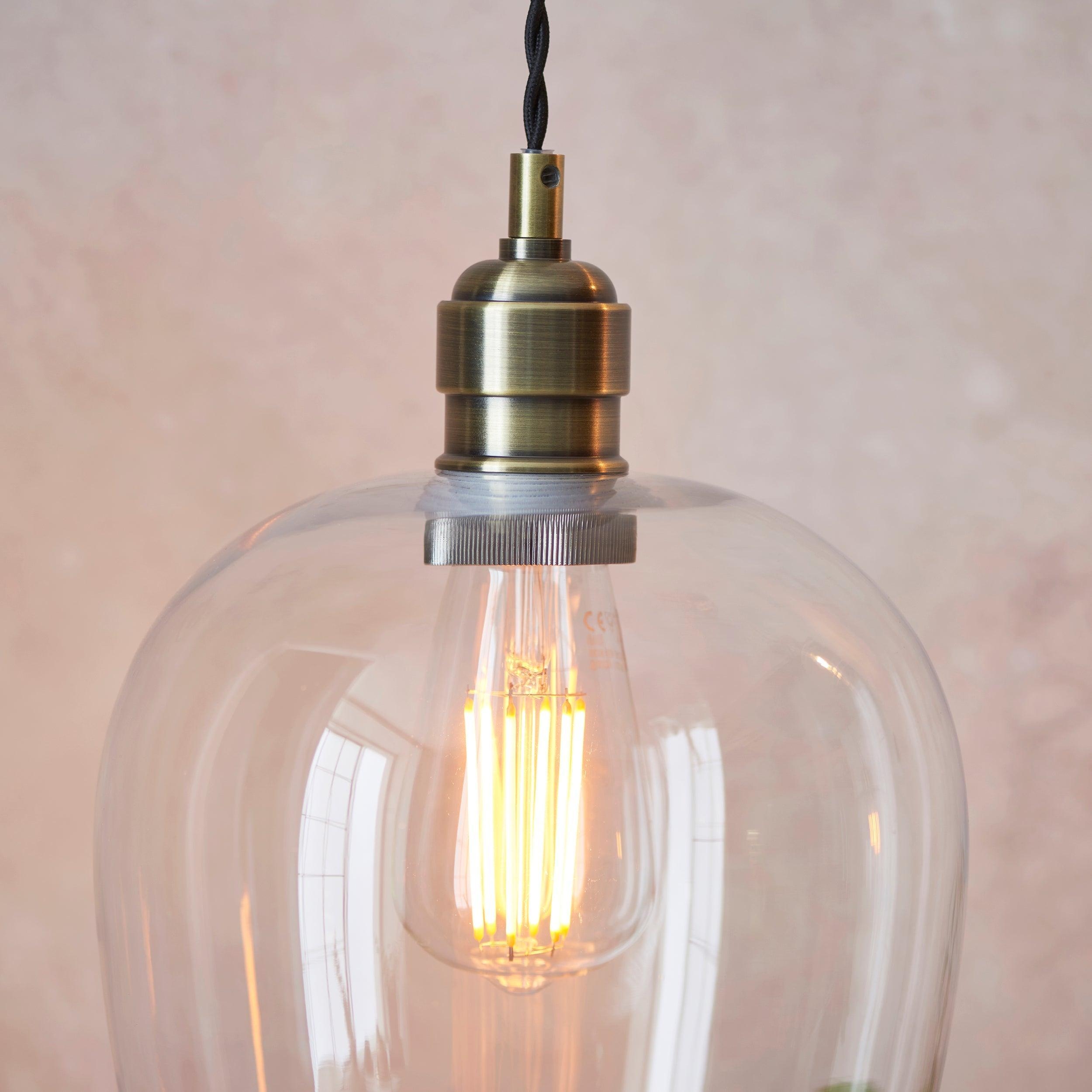 Clarione Height-Adjustable Glass Pendant Light - Classic Art Deco Light T1032