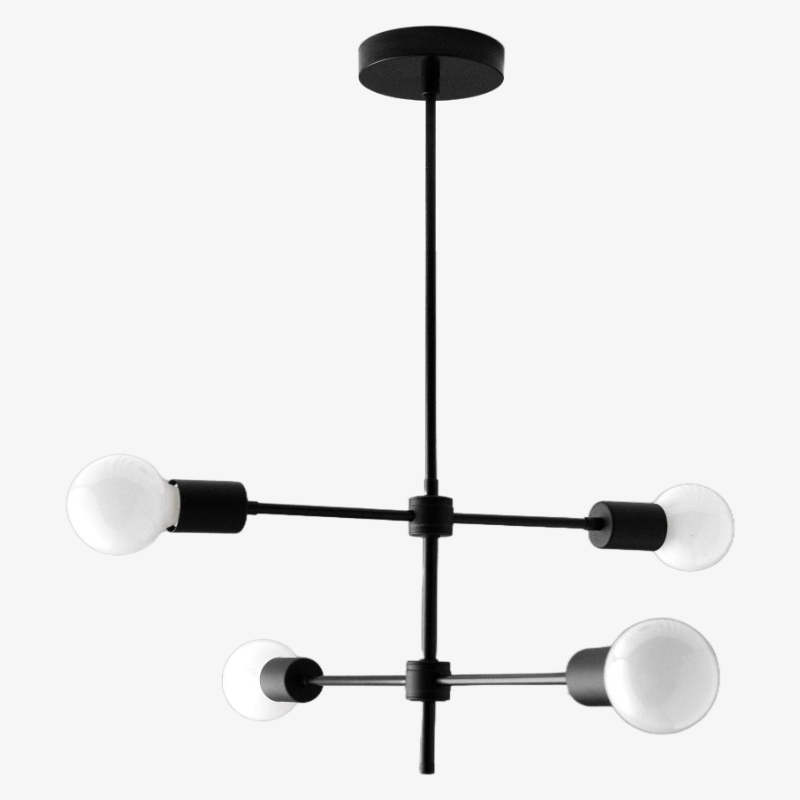 Mobilux Line Black and Brass Chandelier - Contemporary Globe Ceiling Hanging Light T337