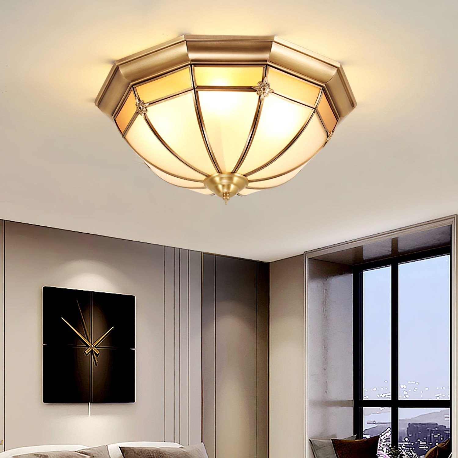 Dome Brass Flush Ceiling Lamp M460
