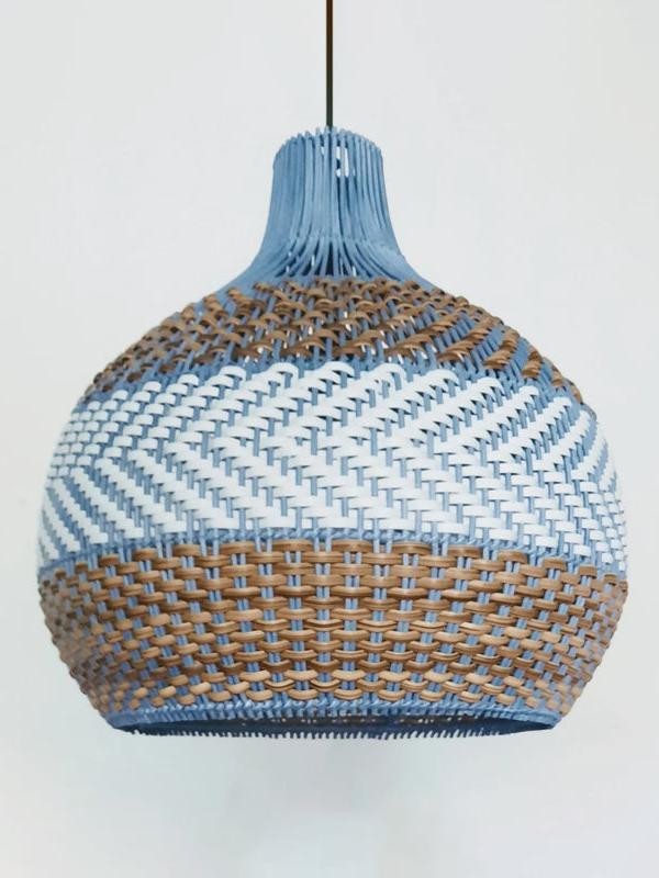 Handwoven Blue Rattan Pendant Light T116