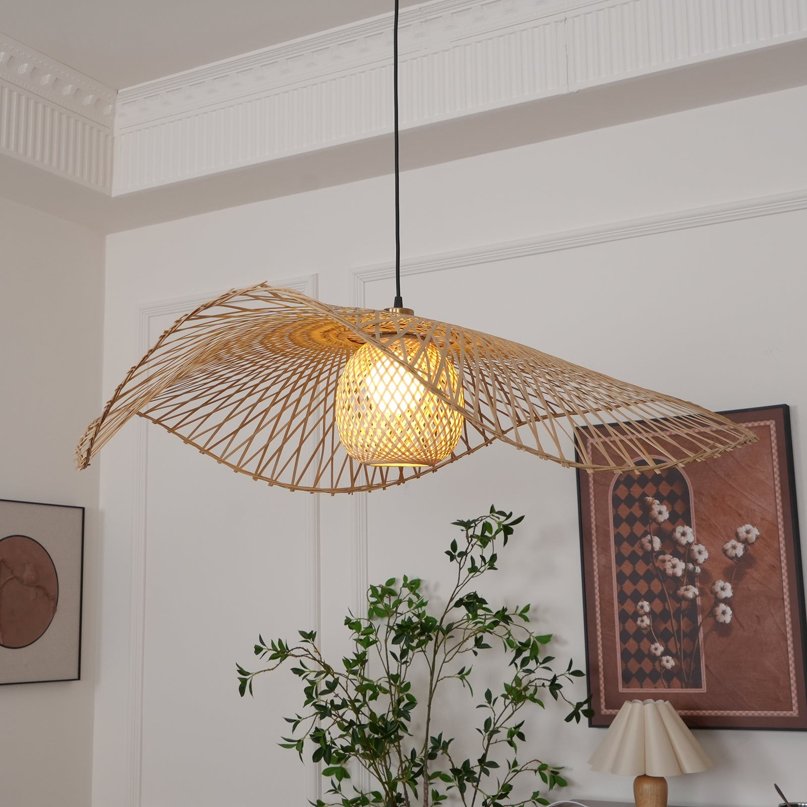 Bamboo Lotus Leaf Pendant Lamp P004