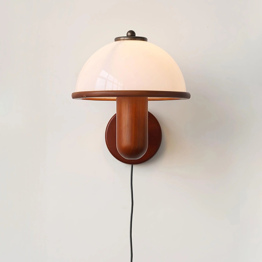 Bedside Mushroom Wood Wall Lamp S164