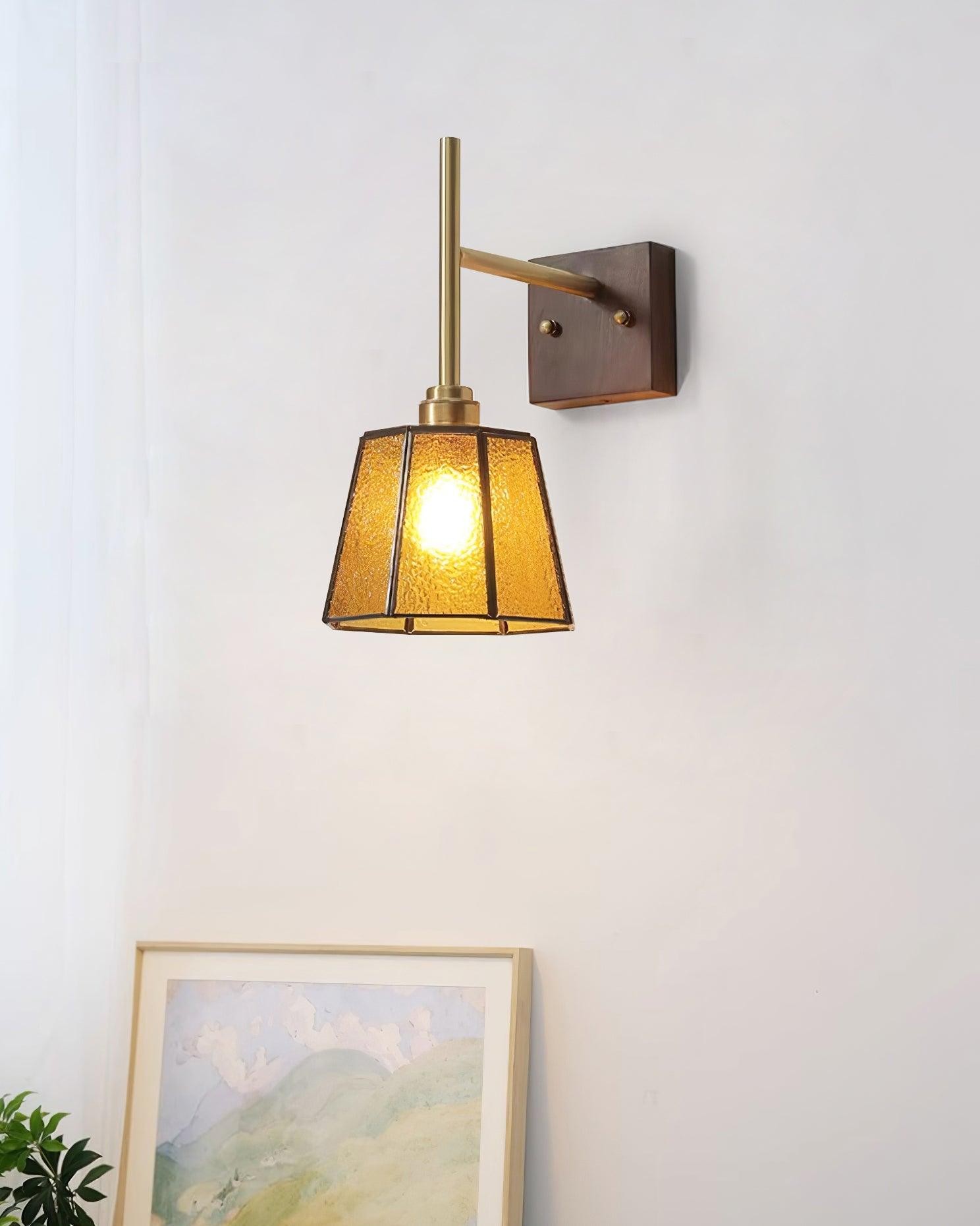 Vintage Brass Walnut Wall Lamp M207