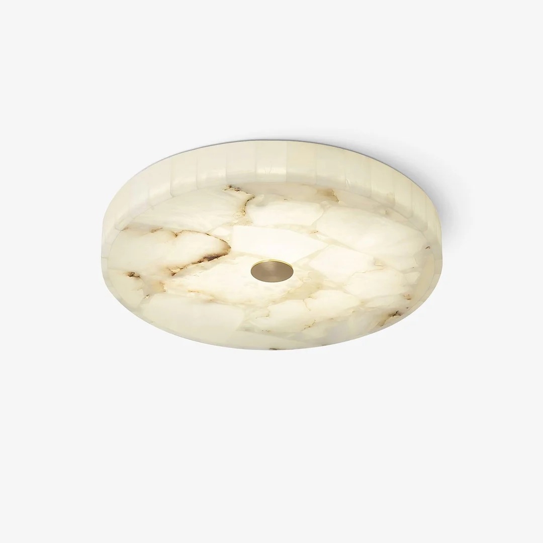 AlbaSphere Modern Round Ultra Thin Ceiling Lamp - Alabaster Contemporary Home Lighting T1151