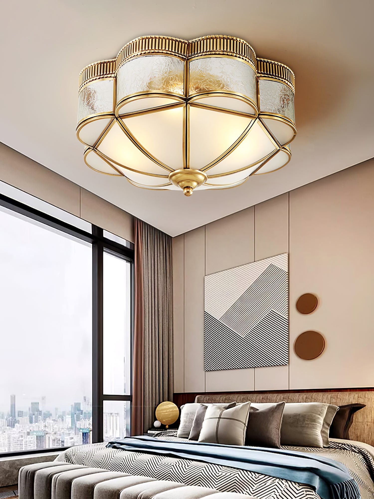 Brass Domed Flush Ceiling Lamp M470