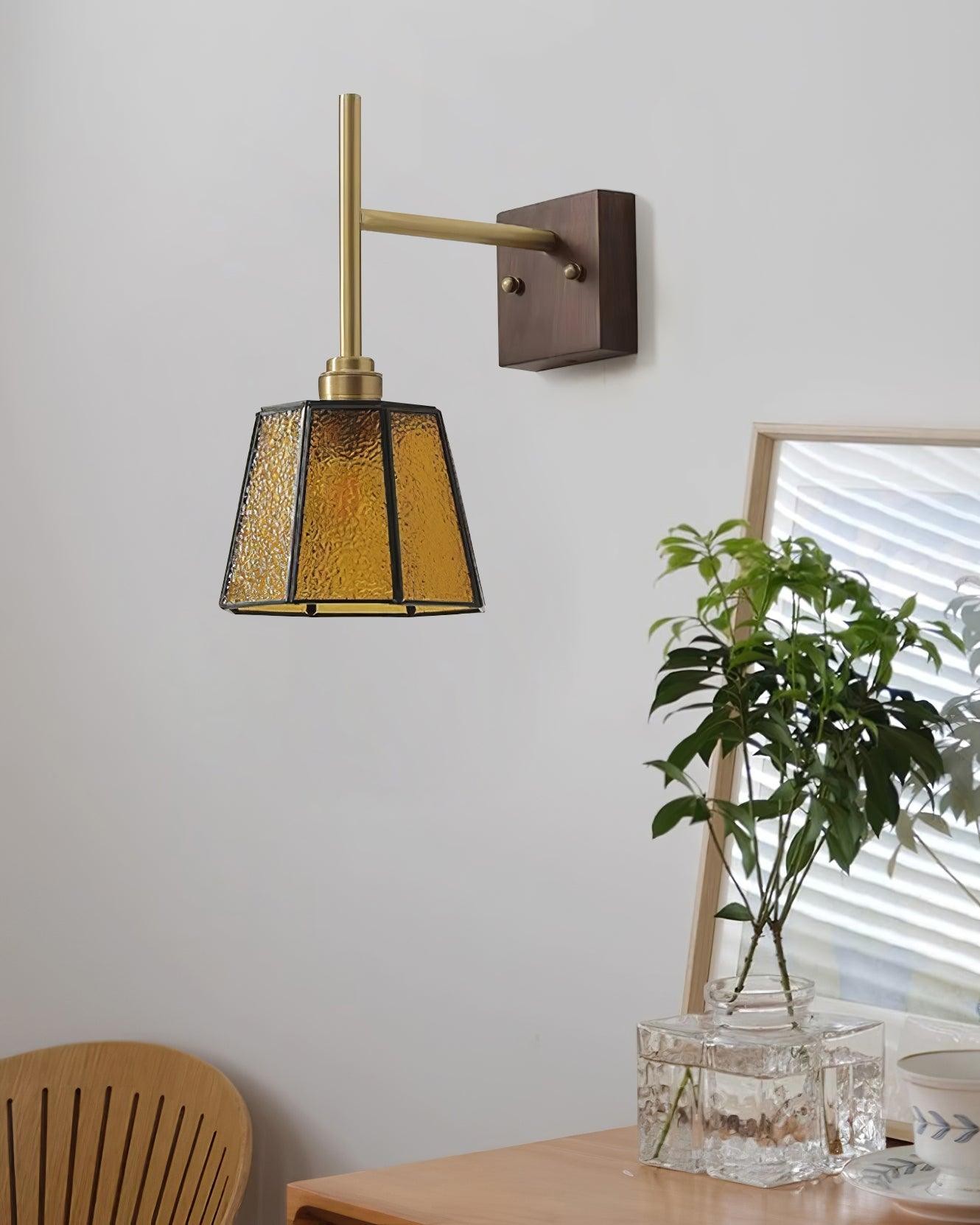 Vintage Brass Walnut Wall Lamp M207