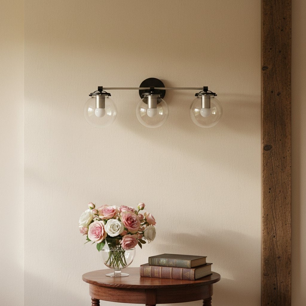 Glorica Glass 3 Shade Globe Vanity Light - Soft Bathroom Light Fixture T329