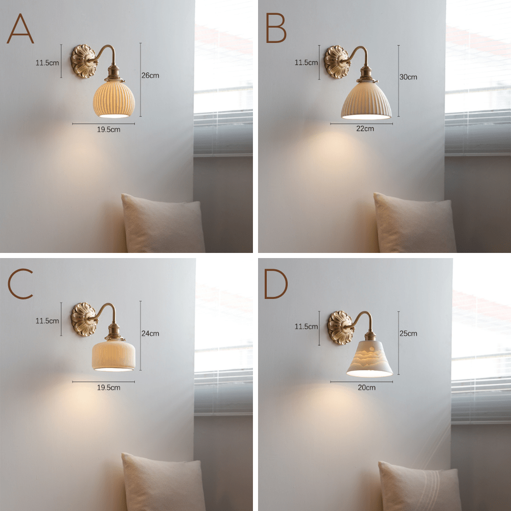 Elegant Ceramic and Brass Wall Sconce for Living Room and Hallway T432