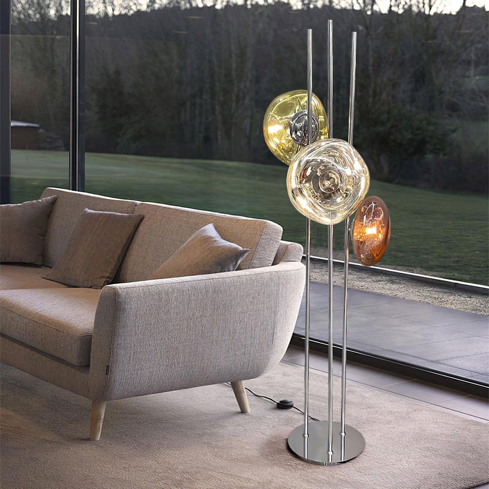 Tricolor Art Textured Glass Floor Lamp M313