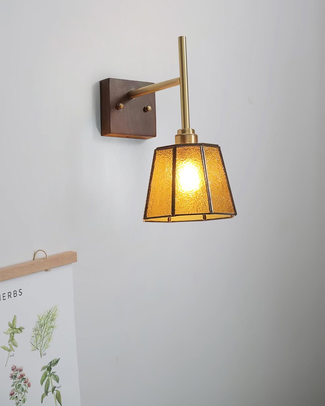 Vintage Brass Walnut Wall Lamp M207