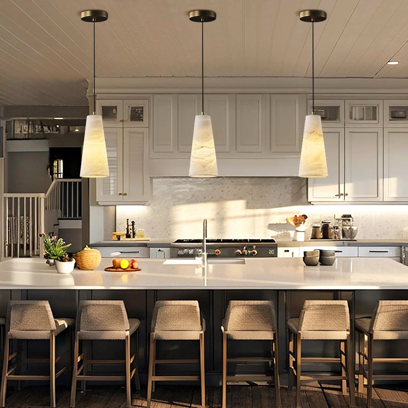 Aurora Pillar Alabaster Pendant Light T2171