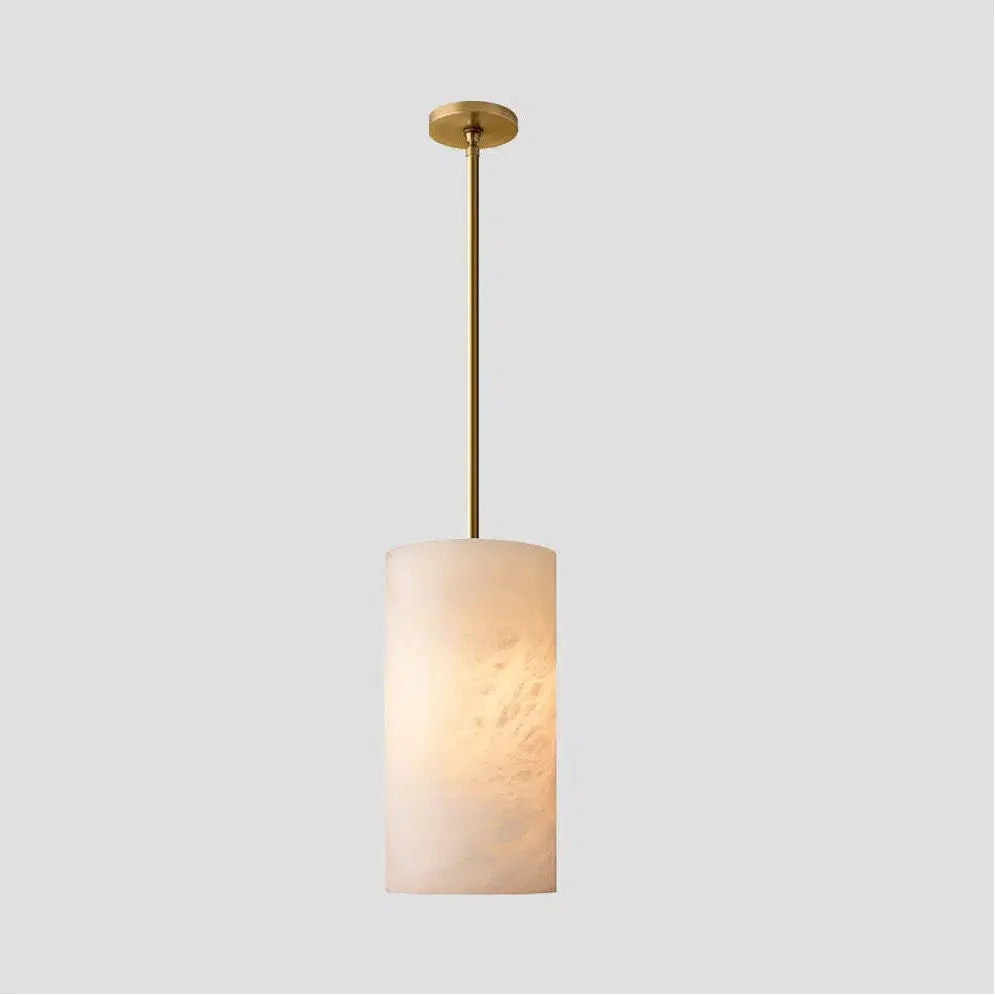 Hand Carved Alabaster Cylinder Pendant Light T115
