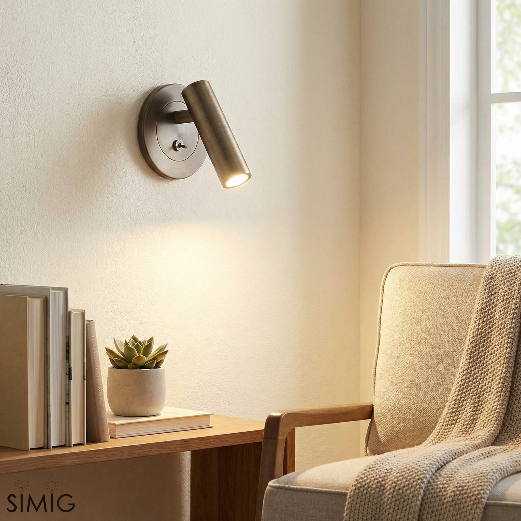 Slimlux Rotating Head LED Wall Sconce - Modern Minimal Wall Light for Bedroom T1164