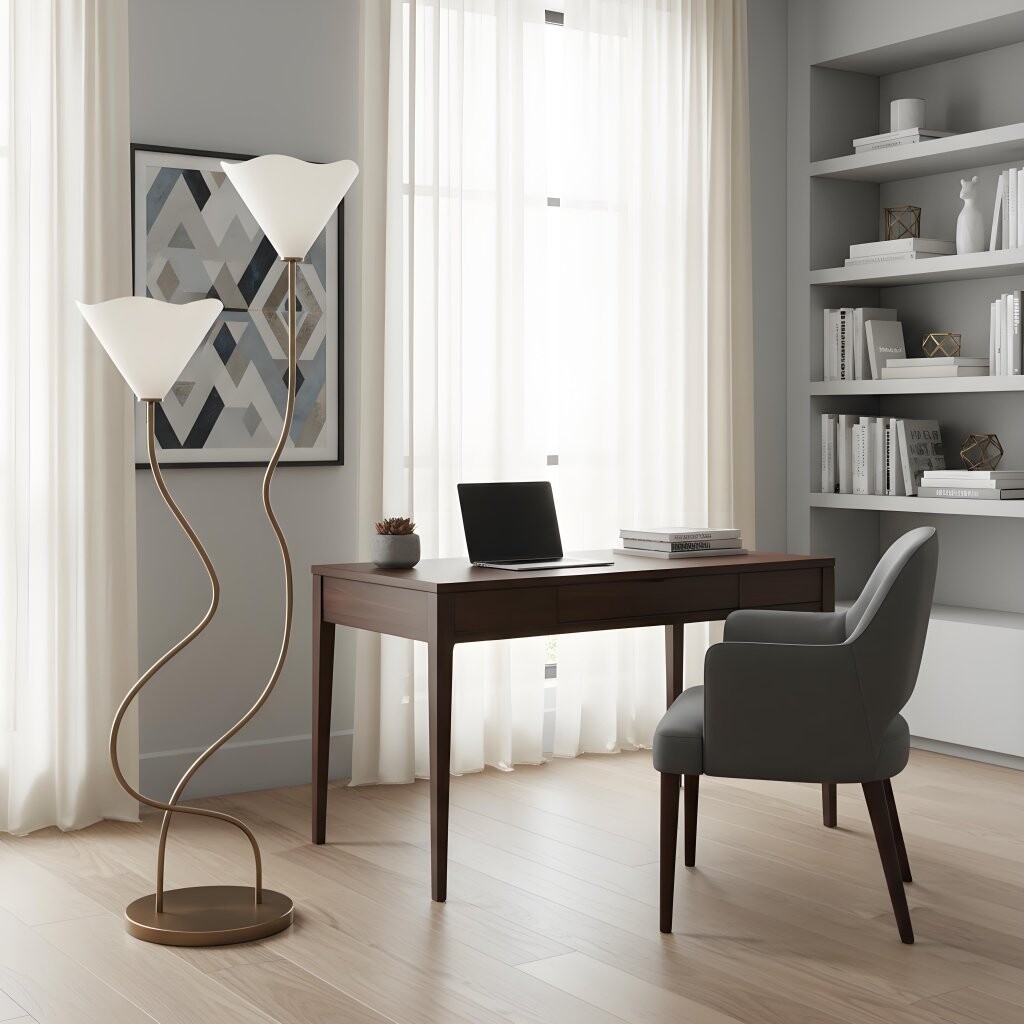 Kysara Floor Lamp - Dual-Stem Floral Design are Suitable for Placement in the Living Room or Bedroom or Study T703