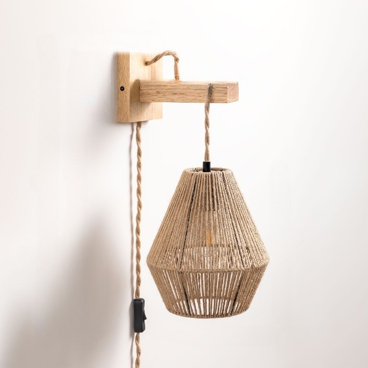 Natural Rope Design Wall Lamp for Bedroom