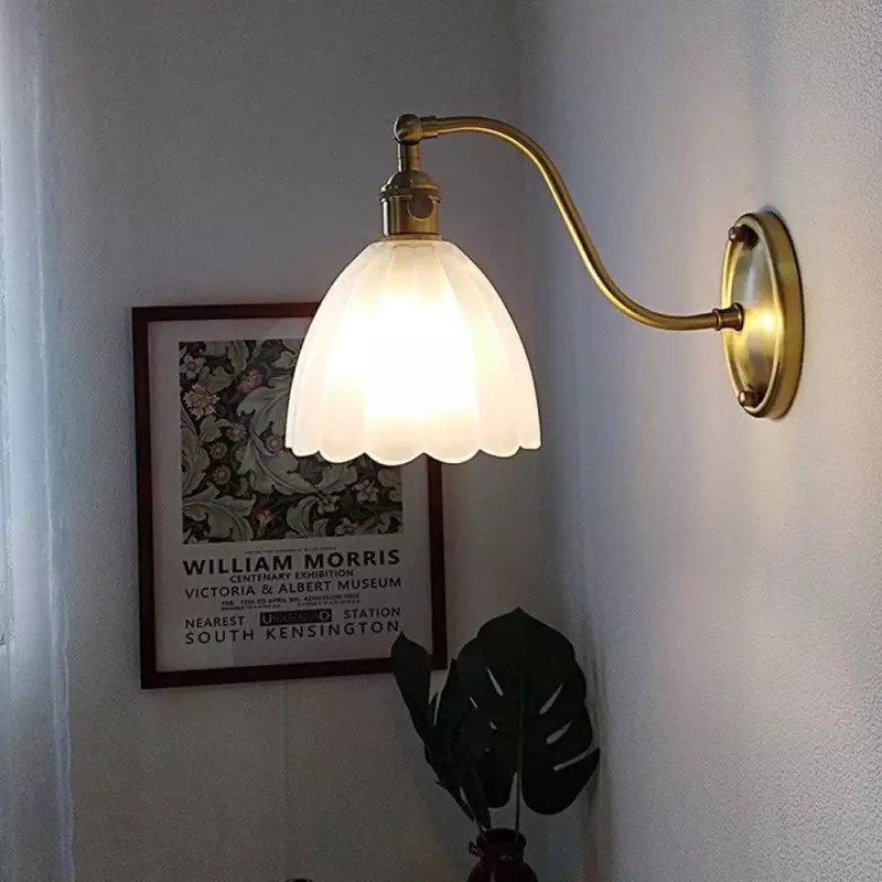 Vintage Brass Glass Wall Light S70