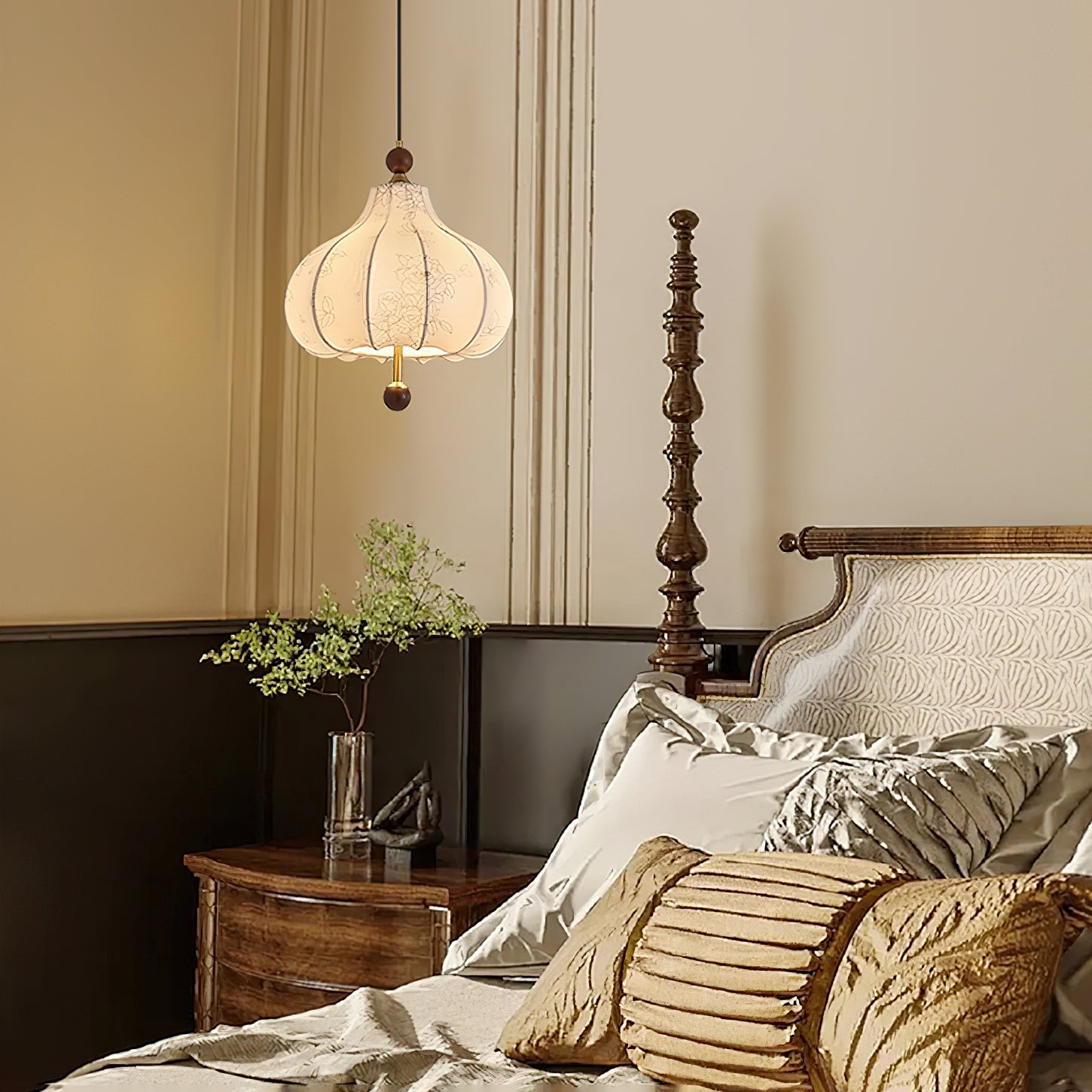 French Retro Fabric Pattern Pendant Lamp M562