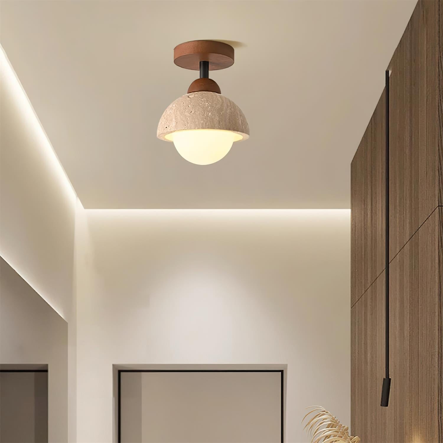Minimalist Travertine Flush Mount - Mediterranean Style for Entryway M164