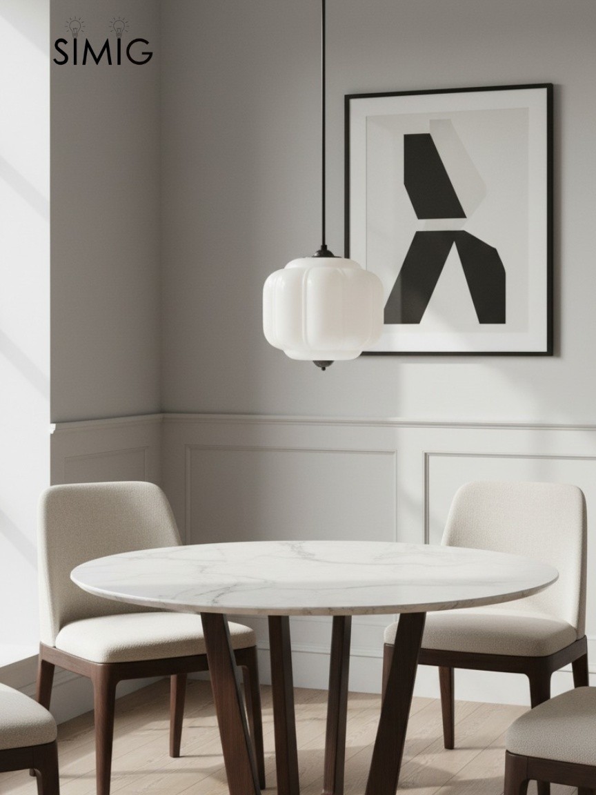 Eloise Vintage Milk Glass Pendant Light - Chic Retro Lighting for Dining Rooms S215