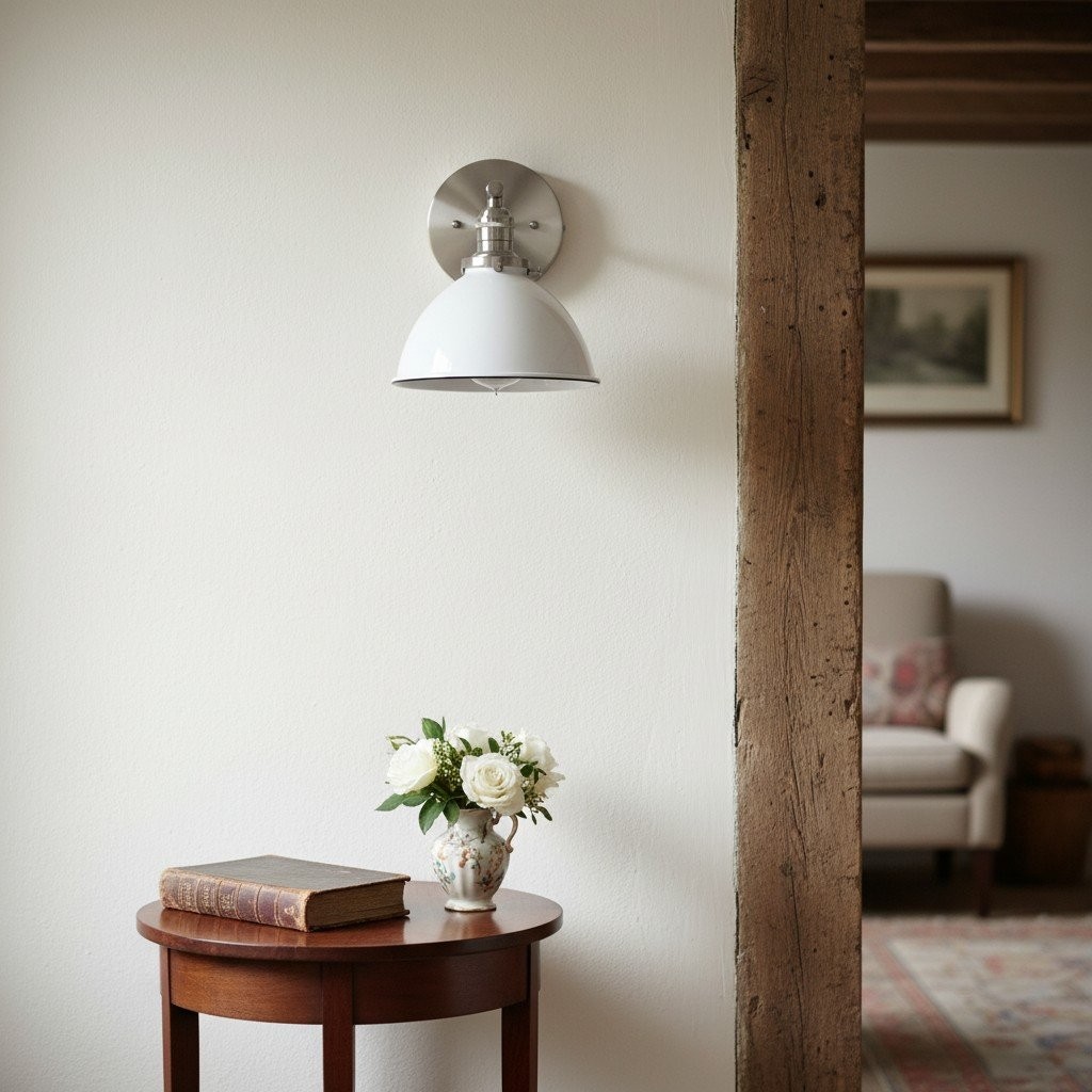 Conique Metal  Wall Sconce - White Metal Shade - Industrial Modern Lighting T307