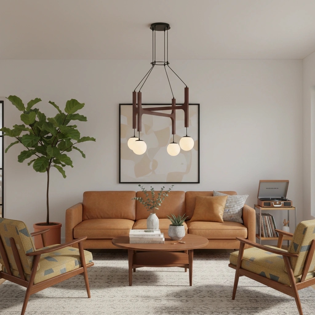 Auralith Wood Chandelier Multi Arm Fixture - Modern Natural Lighting for Living and Dining T1154