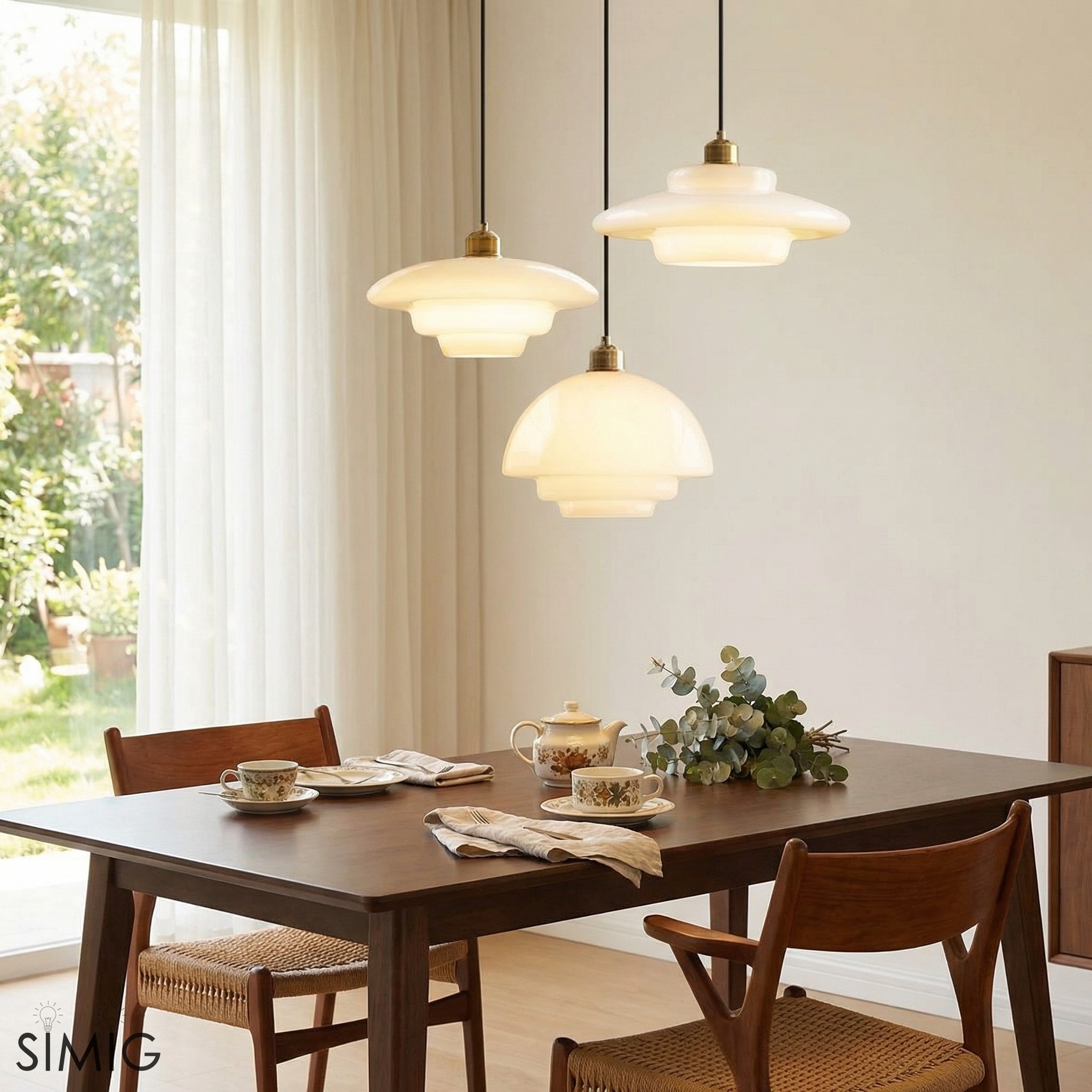 Multi Tier Art Glass Pendant Light - Mid-Century Style for Kitchen Island S93