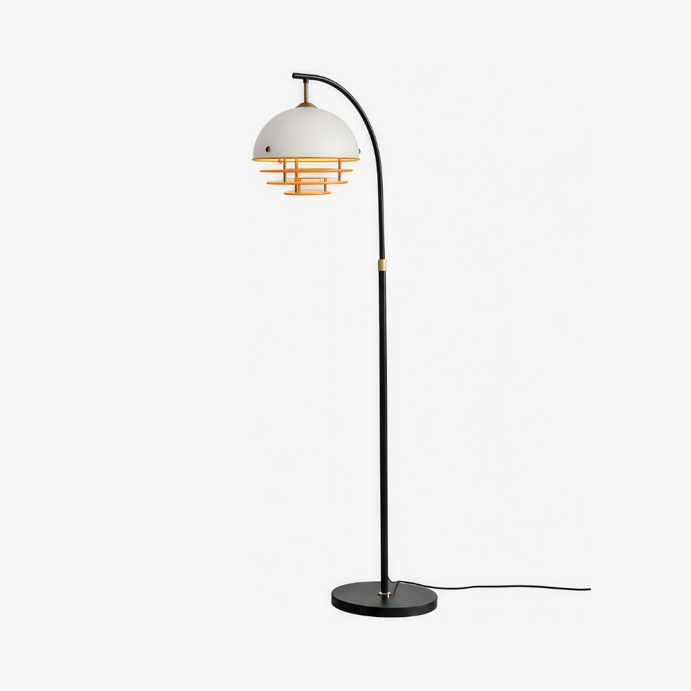 Afterglow Sunset Curved Floor Lamp - Vintage Glass Shade for Bedroom T2241