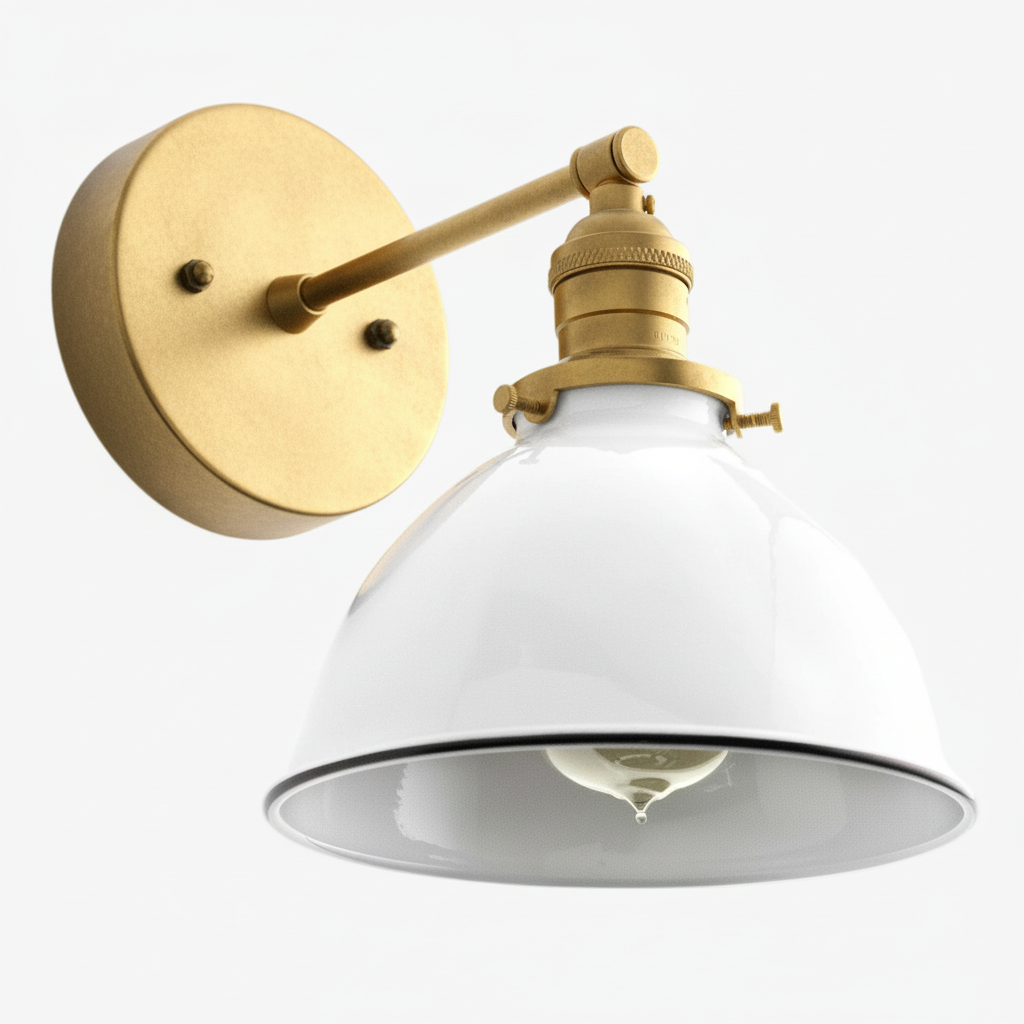 Conique Metal  Wall Sconce - White Metal Shade - Industrial Modern Lighting T307