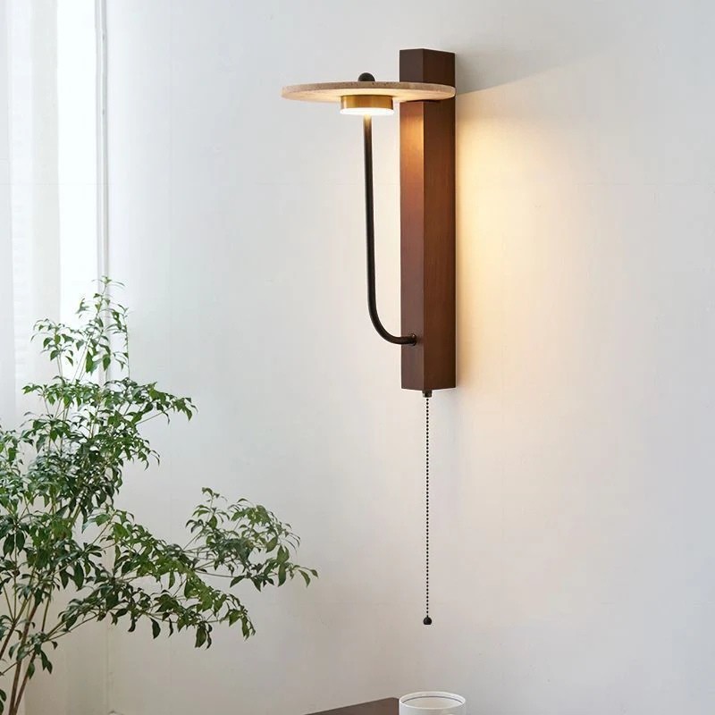 Retro Umbrella LED Wall Light with Solid Wood - Warm Accent Lighting S329