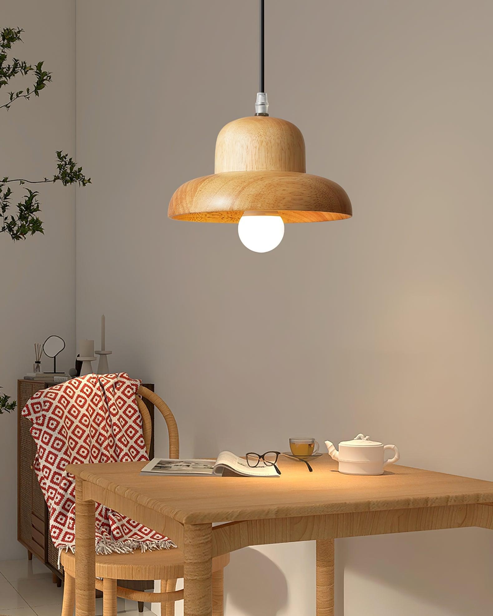 Wood Hat Pendant Lamp M195