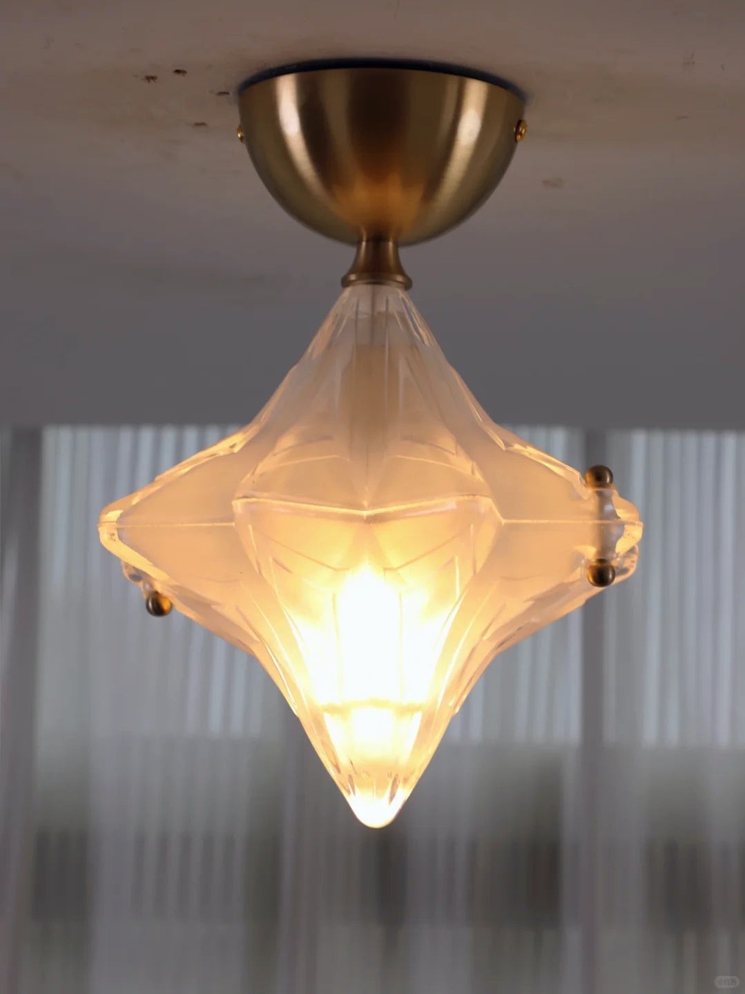 Art Deco Star Ceiling Lamp - Frosted Glass Fixture for Hallway & Entryway - Astris Ceres T435