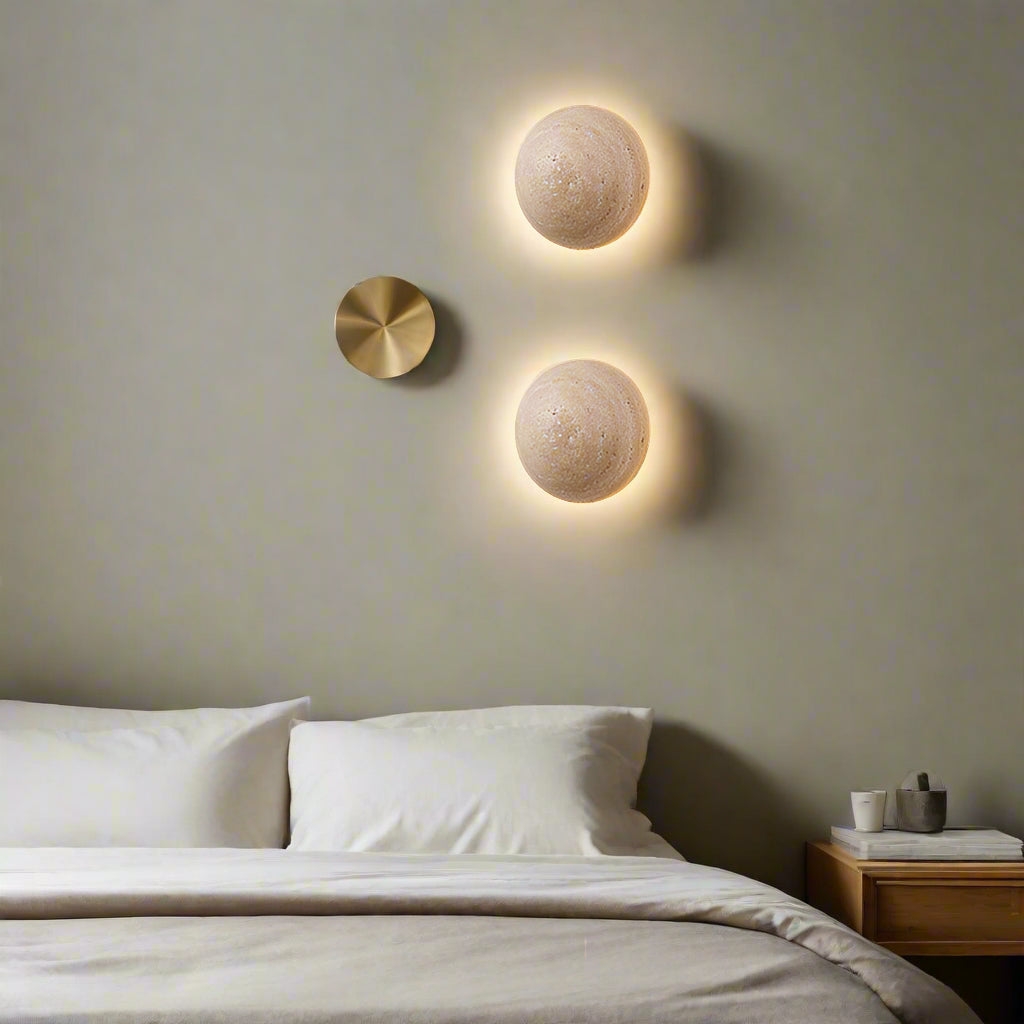 Amber Loft Travertine Round Sconce Wall Light T2109
