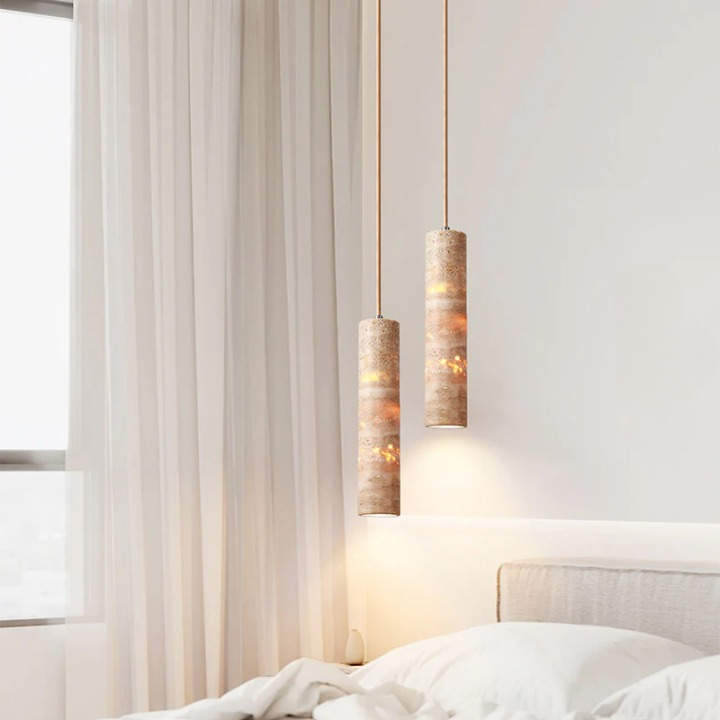 Cream Travertine Tube Pendant Light T2136